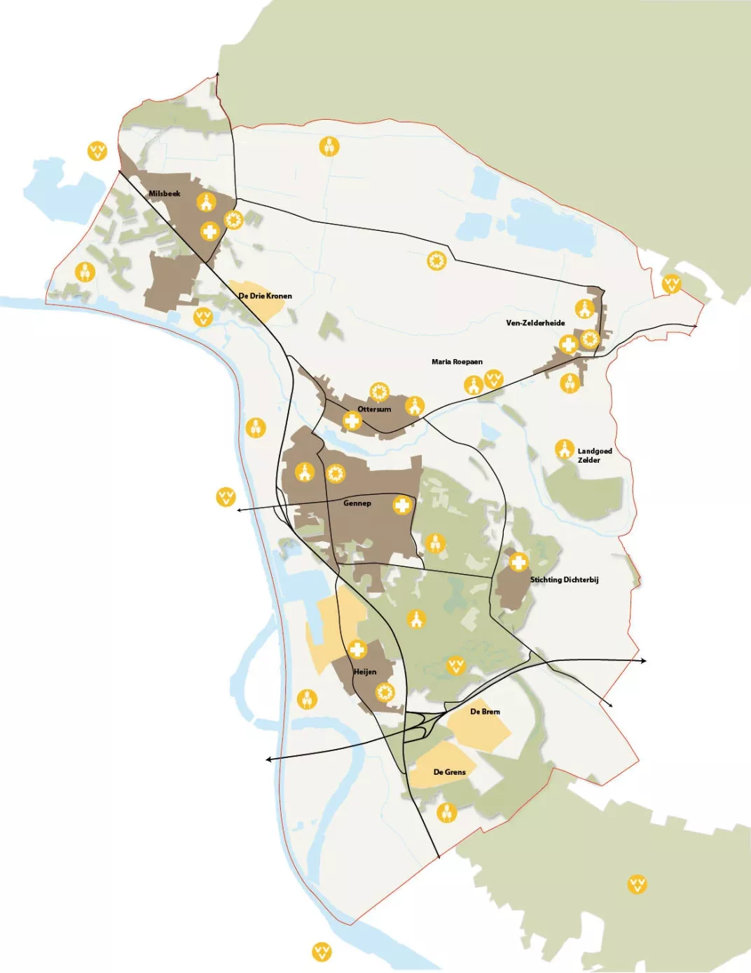 Kaart van cultuurrijk Gennep