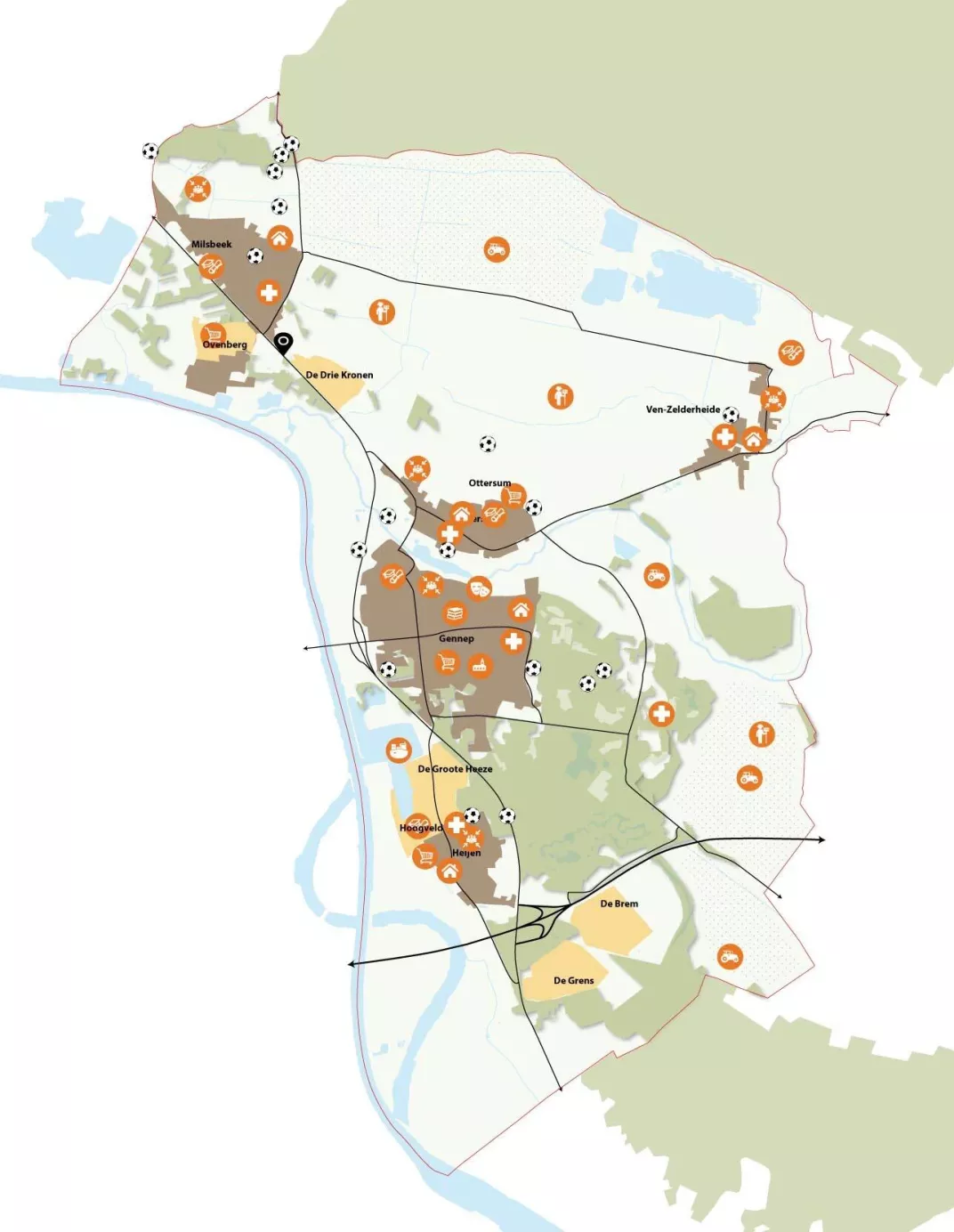 Kaart over krachtig Gennep